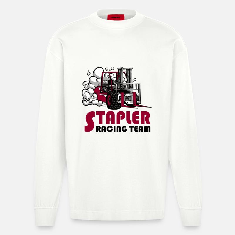 Stapler Racing Team - Heavyweight Oversized Organic Langarmshirt Made in EU - OFF WHITE