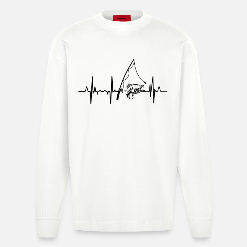 Ligne de cœur de pêche - Manches longues bio épais oversize fabriqué en UE - OFF WHITE