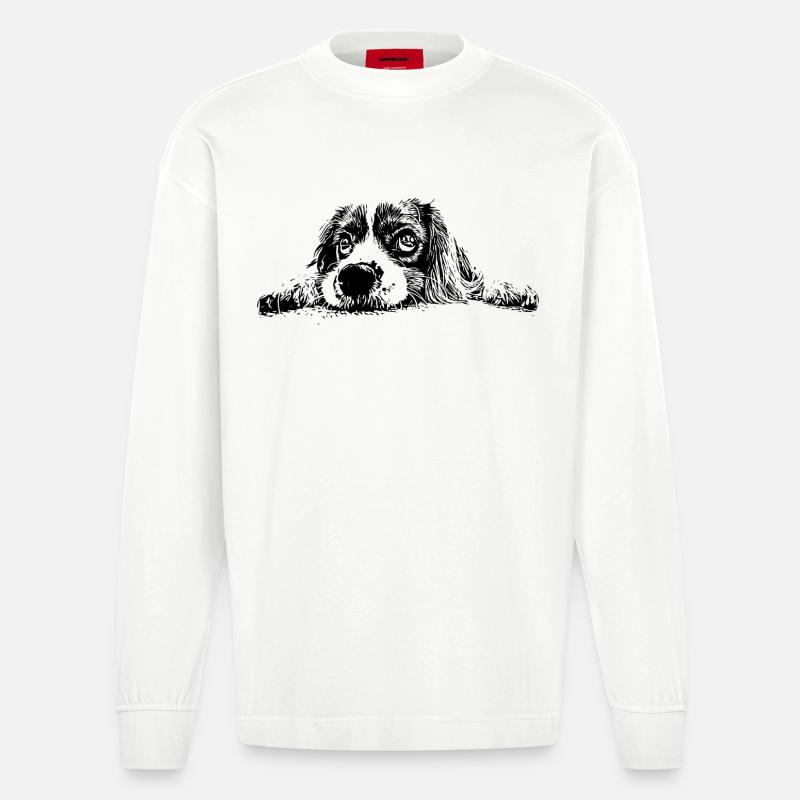 Cocker Spaniel - Manches longues bio épais oversize fabriqué en UE - OFF WHITE