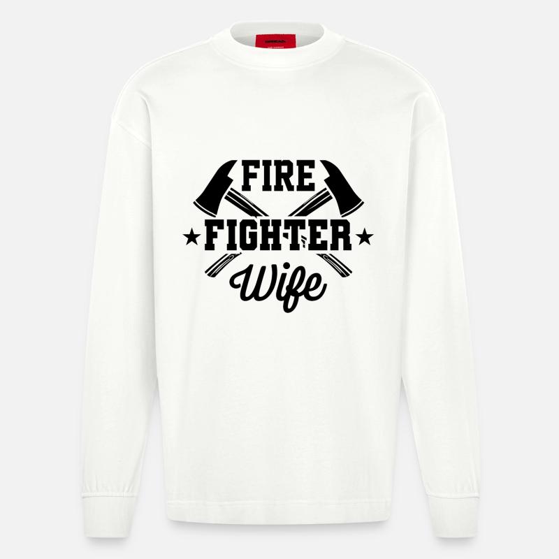 Feuerwehr Ehefrau - Heavyweight Oversized Organic Langarmshirt Made in EU - OFF WHITE