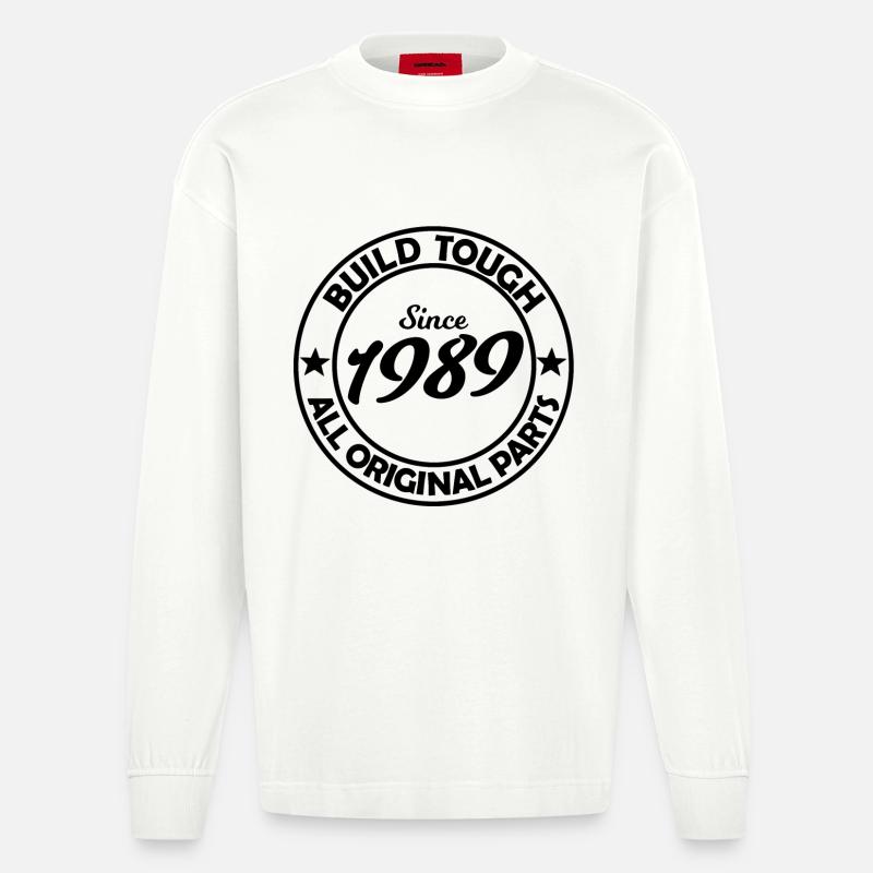 Geboren in 1989 - Heavyweight Oversized Organic Langarmshirt Made in EU - OFF WHITE