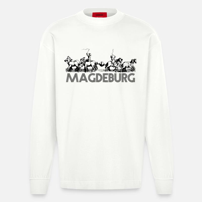 Magdeburg - Guericke Experiment - Heavyweight Oversized Organic Langarmshirt Made in EU - OFF WHITE