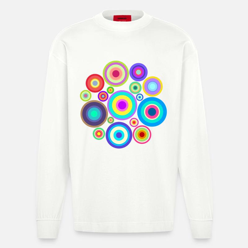 Painting Drawing Creative Abstract Art Patterns - Heavyweight Oversized Organic Longsleeve Shirt Made in EU - OFF WHITE