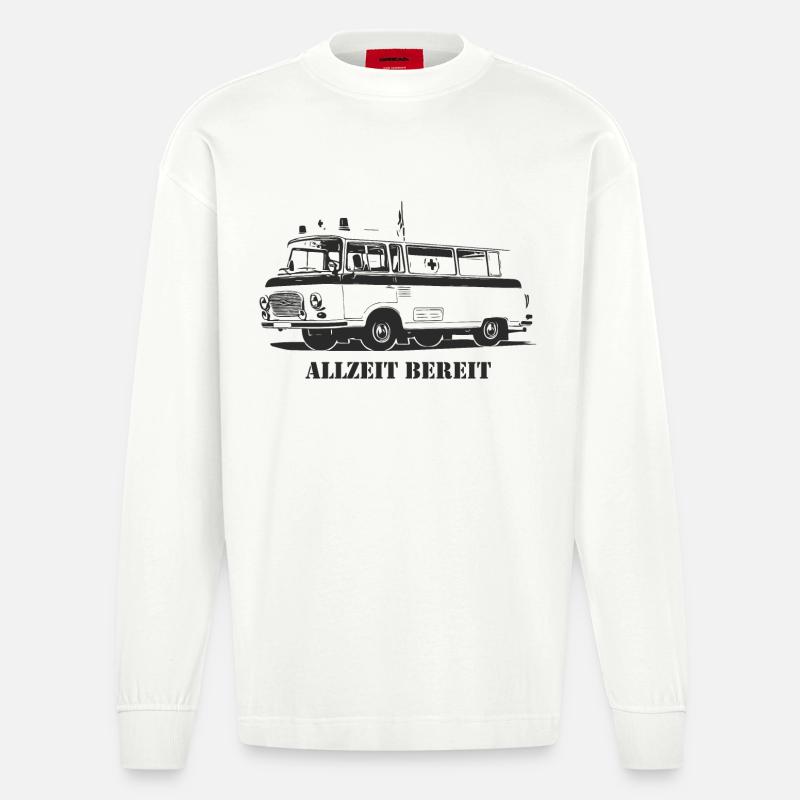 Barkas - B1000 - Krankenwagen - Heavyweight Oversized Organic Langarmshirt Made in EU - OFF WHITE