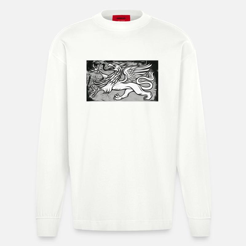 Ein Greif in grau - Heavyweight Oversized Organic Langarmshirt Made in EU - OFF WHITE