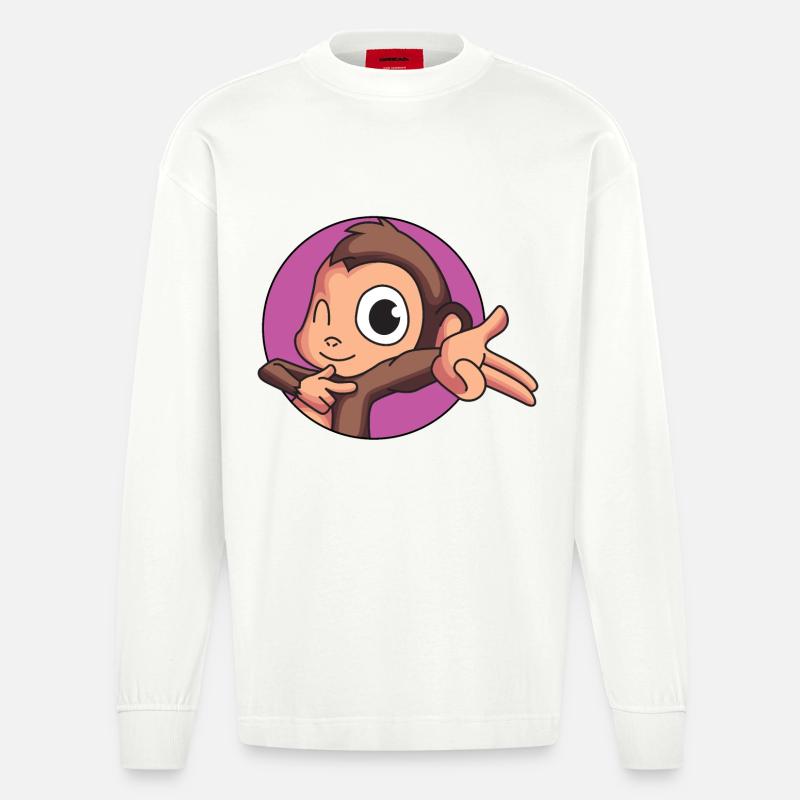 Freches Äffchen - Heavyweight Oversized Organic Langarmshirt Made in EU - OFF WHITE