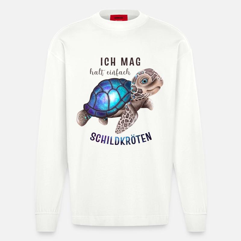 Ich mag halt einfach Schildkröten - Heavyweight Oversized Organic Langarmshirt Made in EU - OFF WHITE