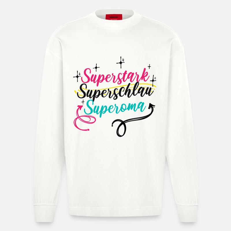 Oma Großmutter Superoma Alte Frau Spruch - Heavyweight Oversized Organic Langarmshirt Made in EU - OFF WHITE