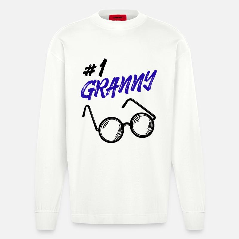 Omi Brille Statement Oma Beste Großmutter - Heavyweight Oversized Organic Langarmshirt Made in EU - OFF WHITE