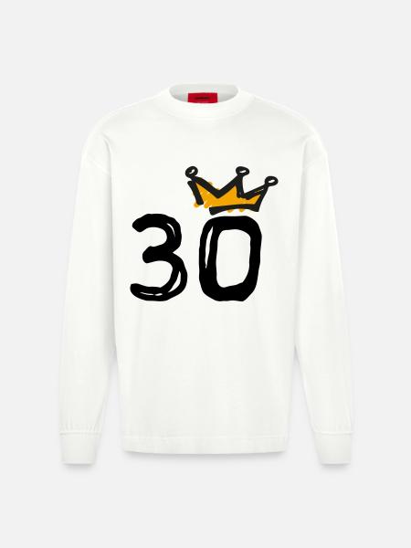 30th birthday Krone - Heavyweight Oversized Organic Longsleeve Shirt Made in EU - OFF WHITE