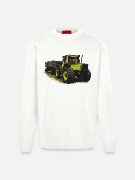 MB trac 1600 turbo avec remorque - Manches longues bio épais oversize fabriqué en UE - OFF WHITE