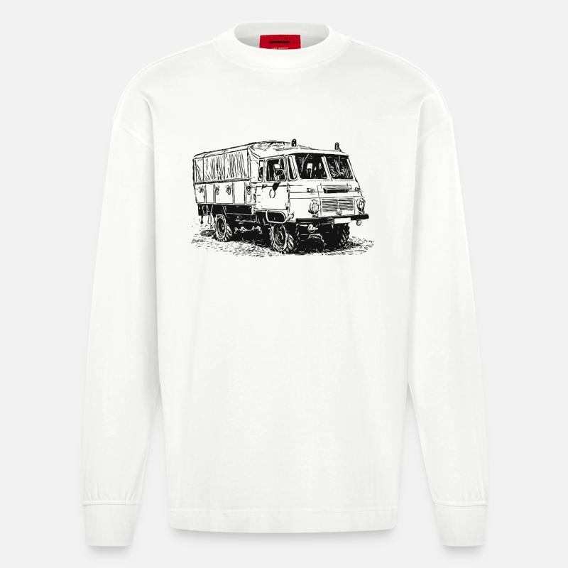Robur LO LD MTW mit Blaulicht - Heavyweight Oversized Organic Langarmshirt Made in EU - OFF WHITE