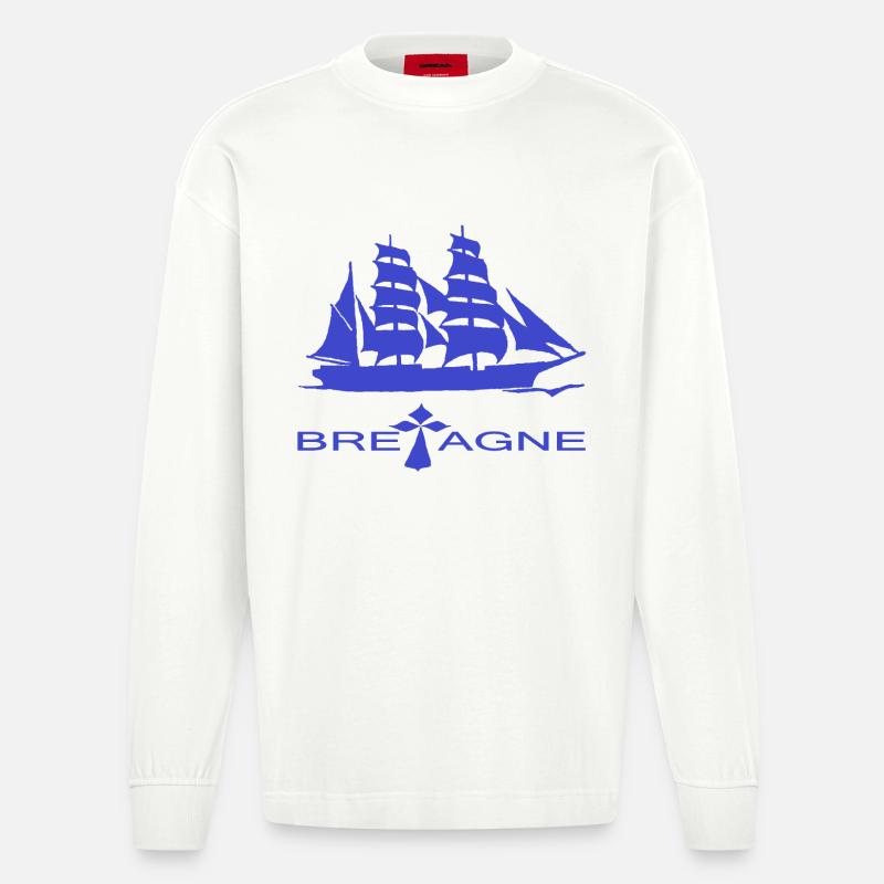 SAILBOAT BRITAIN Kreation Louis RUNEMBERG © Adagp - Heavyweight Oversized Organic Langarmshirt Made in EU - OFF WHITE