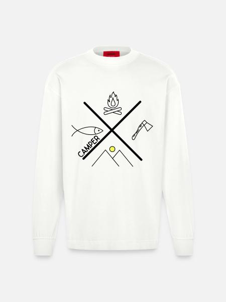 Fun design for campers - Heavyweight Oversized Organic Longsleeve Shirt Made in EU - OFF WHITE