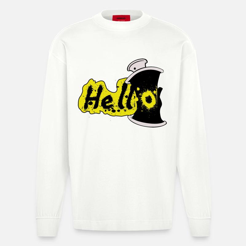 Hallo Spray Effekt - Heavyweight Oversized Organic Langarmshirt Made in EU - OFF WHITE