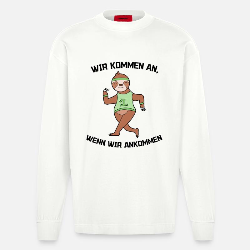 Urwaldbewohner Faultier Statement Tier Chillen - Heavyweight Oversized Organic Langarmshirt Made in EU - OFF WHITE