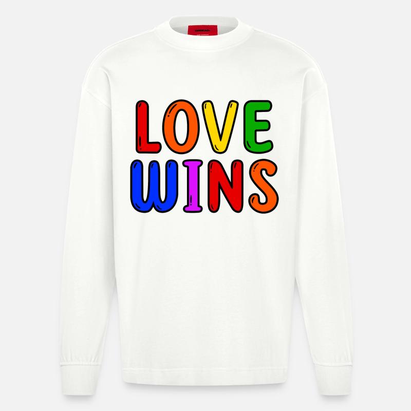 Lgbt Liebe Statement Regenbogen Schwul Lesbisch - Heavyweight Oversized Organic Langarmshirt Made in EU - OFF WHITE