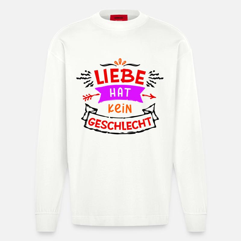 Lgbt Gleichgeschlechtliche Partnerschaft Statement - Heavyweight Oversized Organic Langarmshirt Made in EU - OFF WHITE