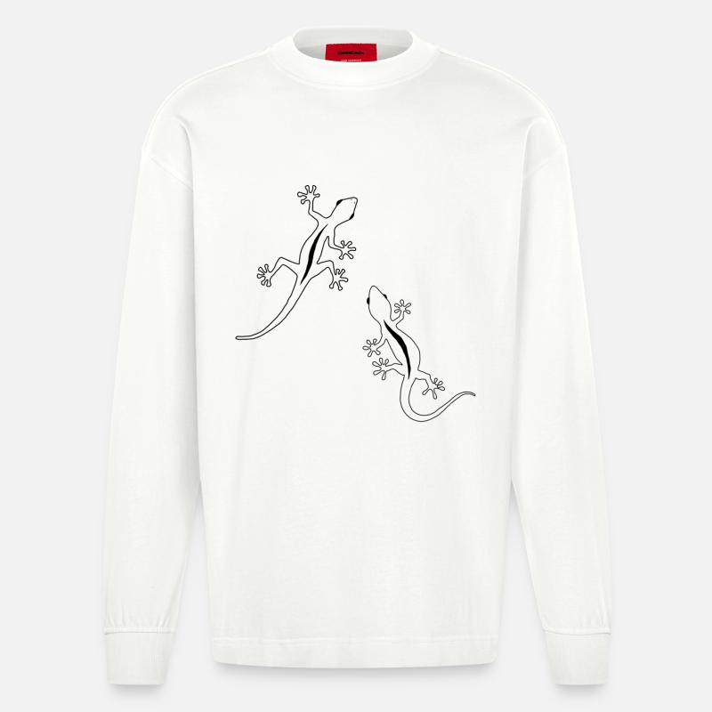 Zwei Eidechsen - Heavyweight Oversized Organic Langarmshirt Made in EU - OFF WHITE