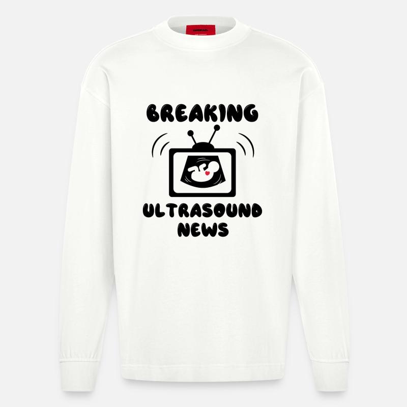 Déclaration de grossesse de bébé cardiaque - Manches longues bio épais oversize fabriqué en UE - OFF WHITE