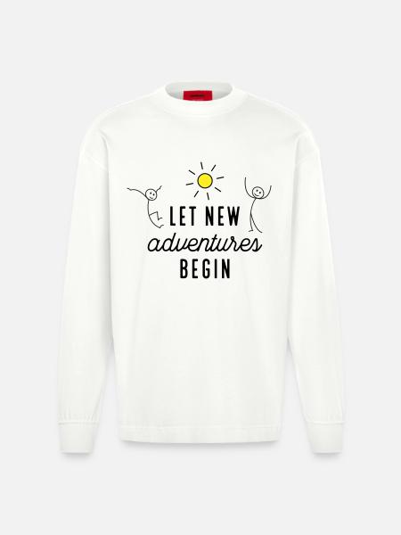 Adventure or new beginning - Heavyweight Oversized Organic Longsleeve Shirt Made in EU - OFF WHITE