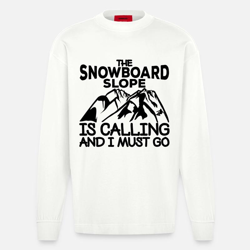 Motivierender Snowboarding Spruch - Heavyweight Oversized Organic Langarmshirt Made in EU - OFF WHITE