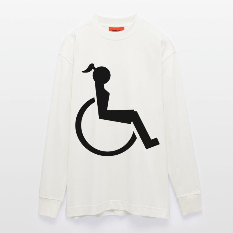 Logo der Dame oder des Mädchens im Rollstuhl. Bild* Heavyweight Oversized Organic Langarmshirt Made in EU