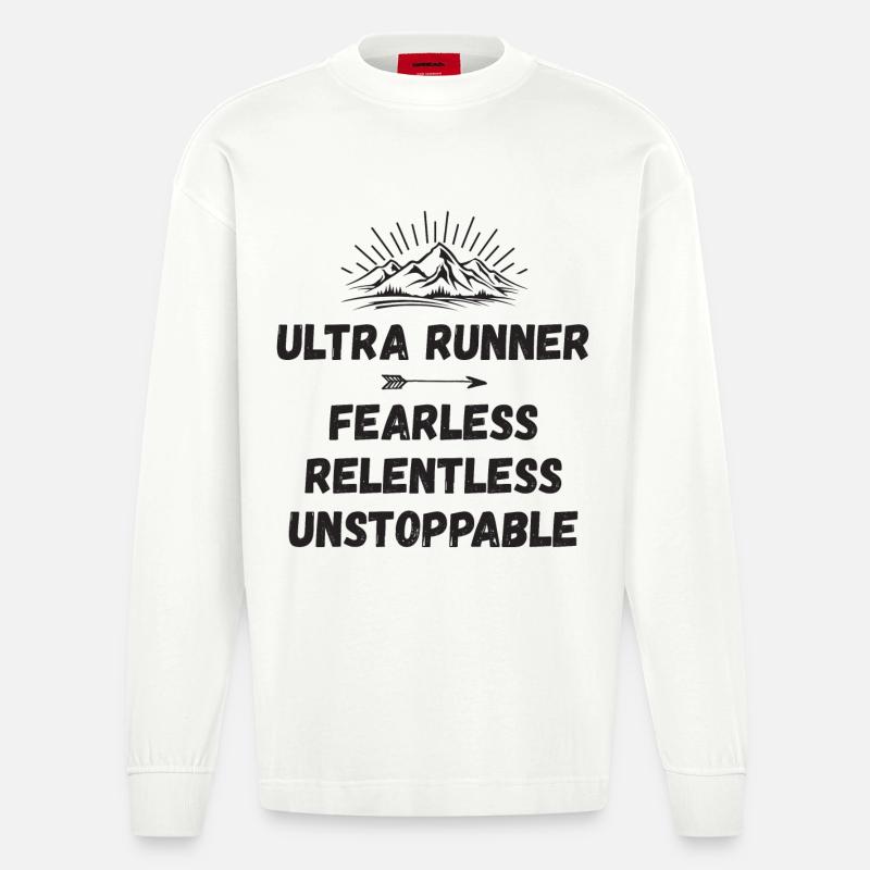Ultra Runner - Intrépide. Implacable. Imparable. - Manches longues bio épais oversize fabriqué en UE - OFF WHITE