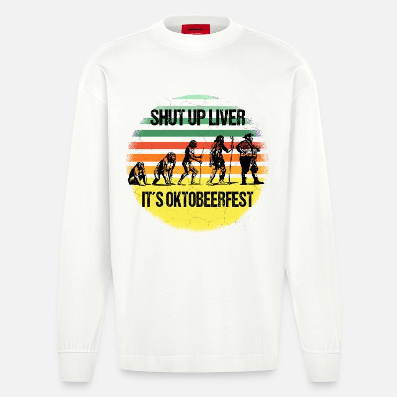 Octobeerfest Evolution – Shut Up Liver - Manches longues bio épais oversize fabriqué en UE - OFF WHITE