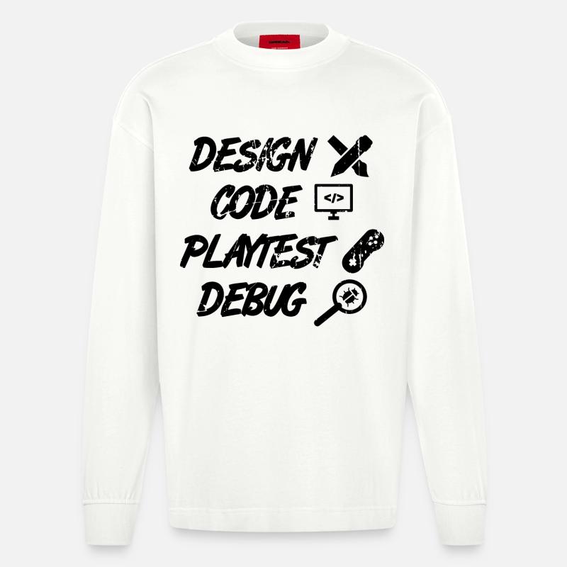Design Code Playtest Debug - Heavyweight Oversized Organic Langarmshirt Made in EU - OFF WHITE