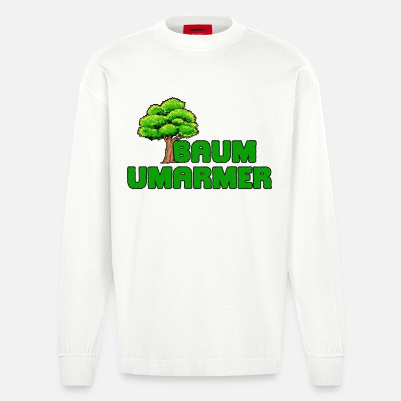 Umwelt Baum Mutter Natur Statement Naturschutz - Heavyweight Oversized Organic Langarmshirt Made in EU - OFF WHITE
