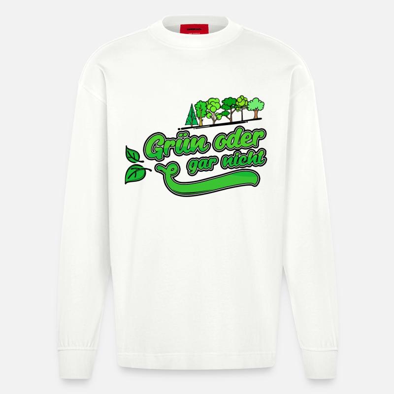 Umweltschutz Erde Natur Baum Statement Naturschutz - Heavyweight Oversized Organic Langarmshirt Made in EU - OFF WHITE
