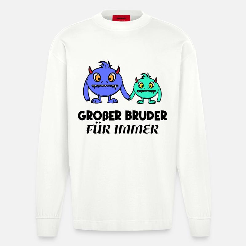 Großer Bruder Geschwisterliebe Statement Bro - Heavyweight Oversized Organic Langarmshirt Made in EU - OFF WHITE