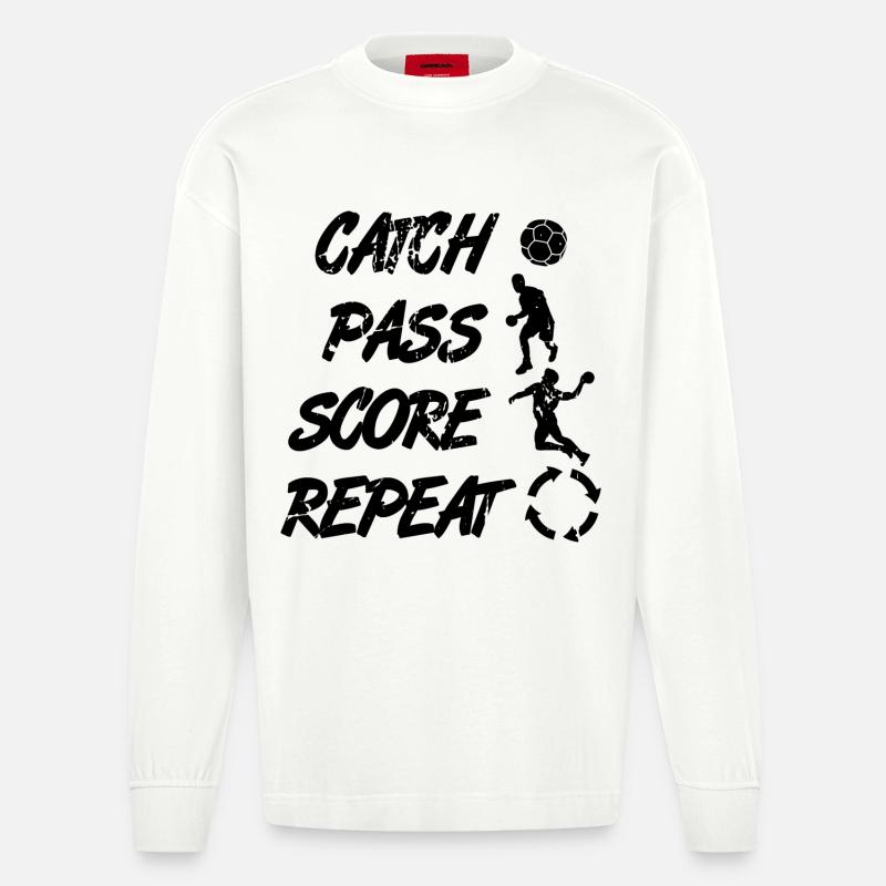 Attraper, passer, répéter, points - Manches longues bio épais oversize fabriqué en UE - OFF WHITE