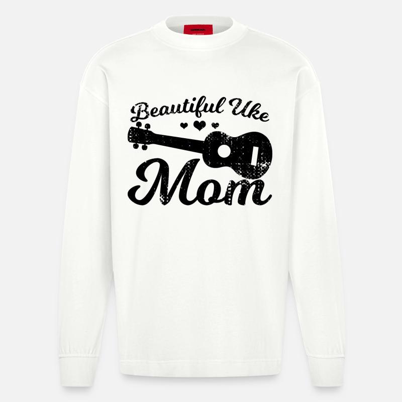 Schöne Ukulele Mama - Heavyweight Oversized Organic Langarmshirt Made in EU - OFF WHITE