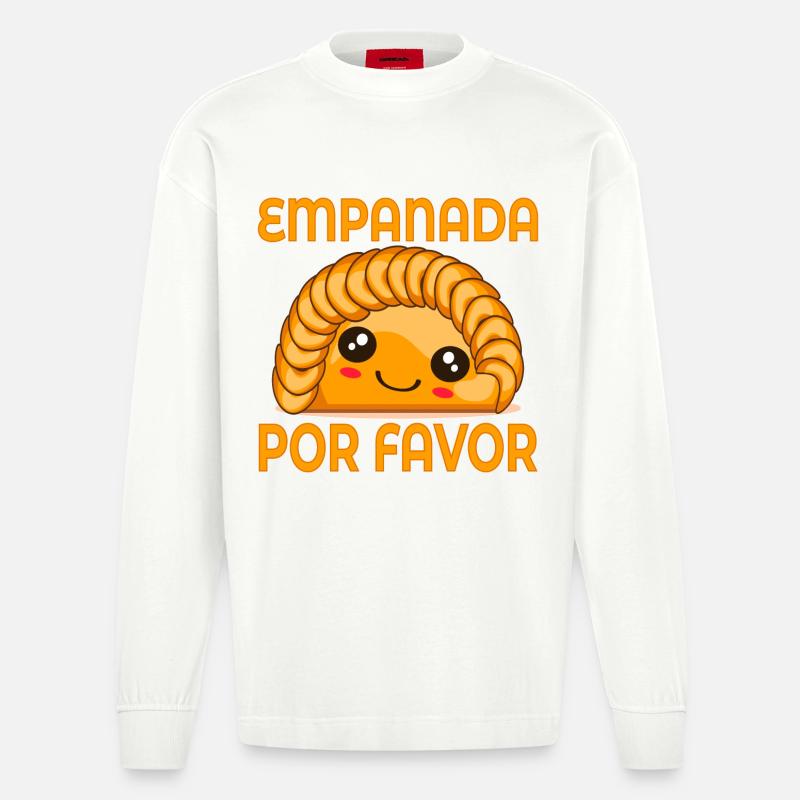 EMPANADA DUMPLINGS - Heavyweight Oversized Organic Longsleeve Shirt Made in EU - OFF WHITE