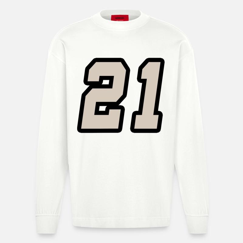 Nummer einundzwanzig 21 - Heavyweight Oversized Organic Langarmshirt Made in EU - OFF WHITE