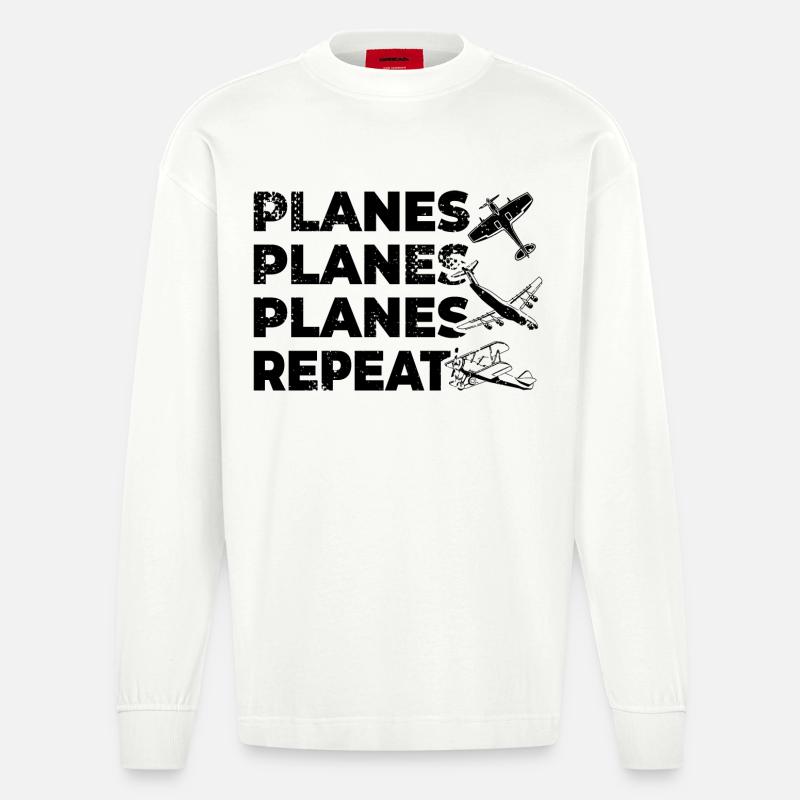 Sort de Planespotter - Manches longues bio épais oversize fabriqué en UE - OFF WHITE