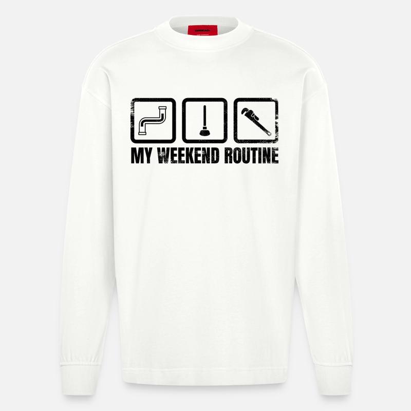 Meine Wochenendroutine - Heavyweight Oversized Organic Langarmshirt Made in EU - OFF WHITE
