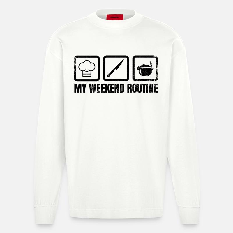 Meine Wochenendroutine - Heavyweight Oversized Organic Langarmshirt Made in EU - OFF WHITE