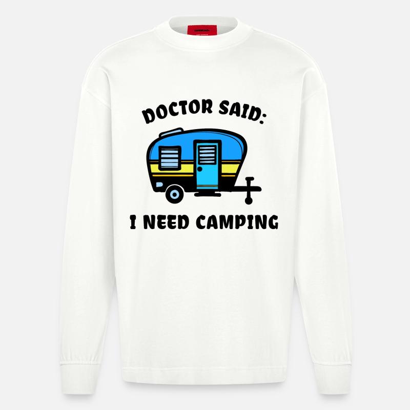Camper Camping Wohnmobil Statement Wanderer - Heavyweight Oversized Organic Langarmshirt Made in EU - OFF WHITE