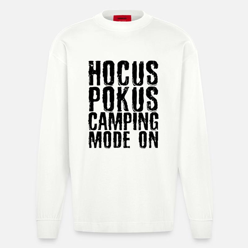 Campingplatz Ferien Wanderer Camping Statement - Heavyweight Oversized Organic Langarmshirt Made in EU - OFF WHITE
