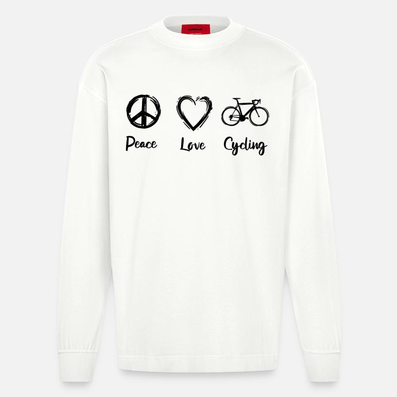 Radfahrer Routine - Heavyweight Oversized Organic Langarmshirt Made in EU - OFF WHITE