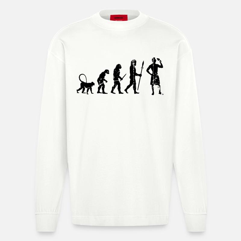 Entwicklung des Eiscreme Liebhabers - Heavyweight Oversized Organic Langarmshirt Made in EU - OFF WHITE