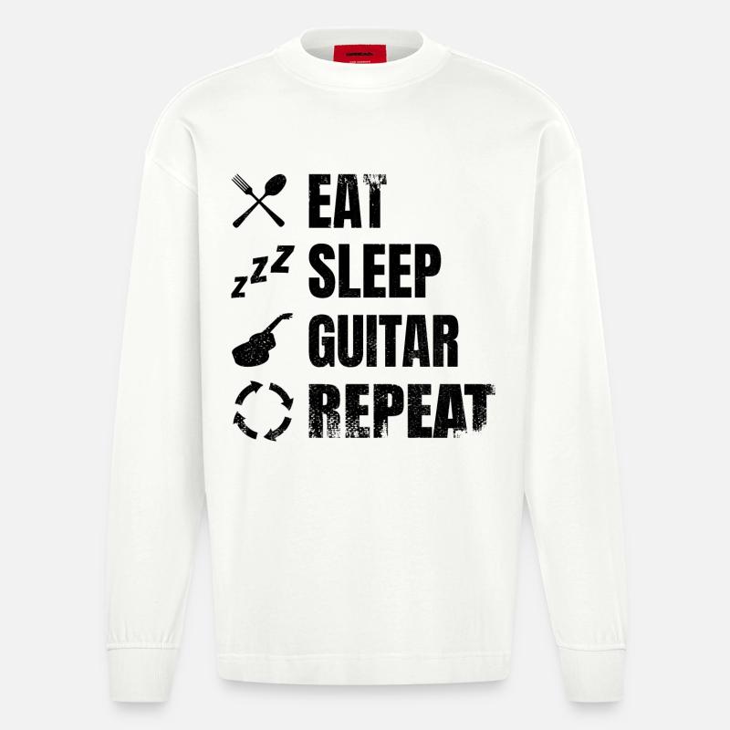 Gitarrist Tägliche Routine - Heavyweight Oversized Organic Langarmshirt Made in EU - OFF WHITE