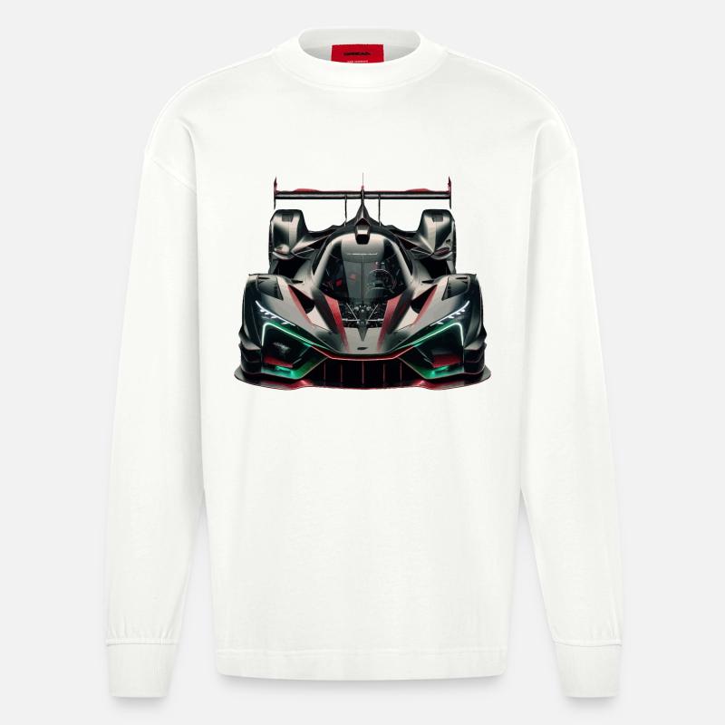 Extrem leistungsstarker, futuristischer, ultramoderner Rennwagen - Heavyweight Oversized Organic Langarmshirt Made in EU - OFF WHITE
