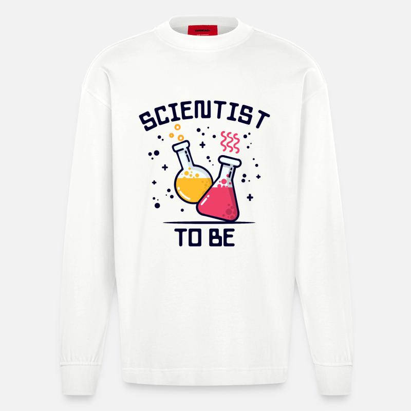 Workaholic Wissenschafter Statement Beruf Karriere - Heavyweight Oversized Organic Langarmshirt Made in EU - OFF WHITE