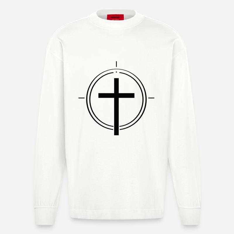 Simplement chrétien – Croix de la foi - Manches longues bio épais oversize fabriqué en UE - OFF WHITE