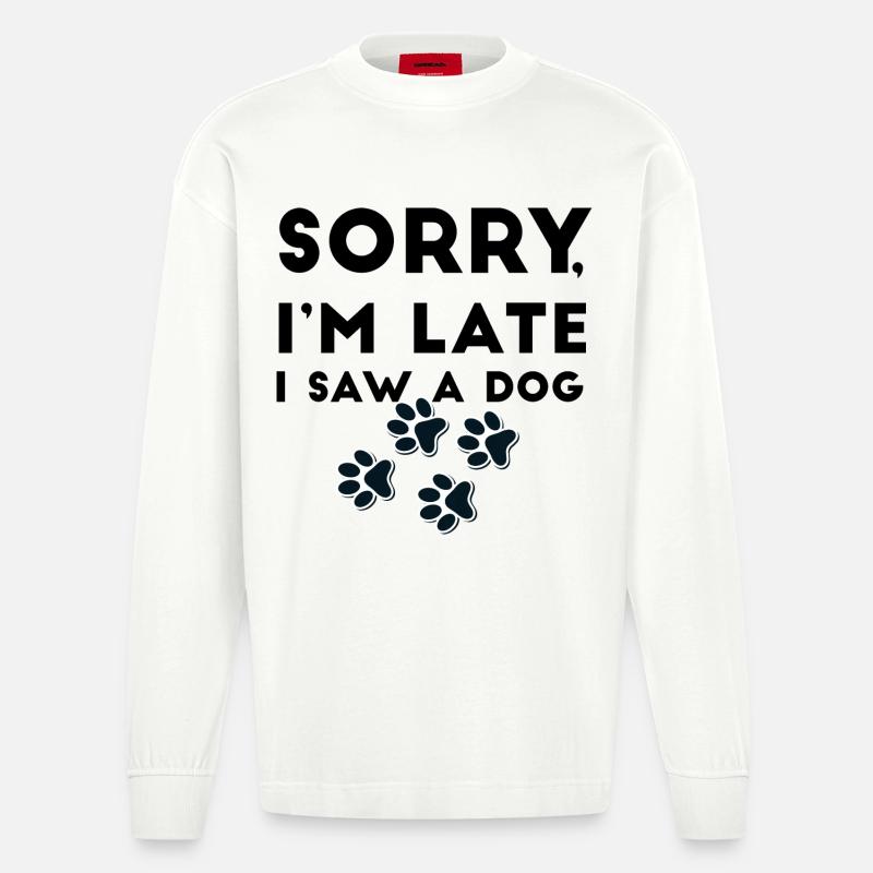 Pawprint Quartet Outline - Heavyweight Oversized Organic Longsleeve Shirt Made in EU - OFF WHITE