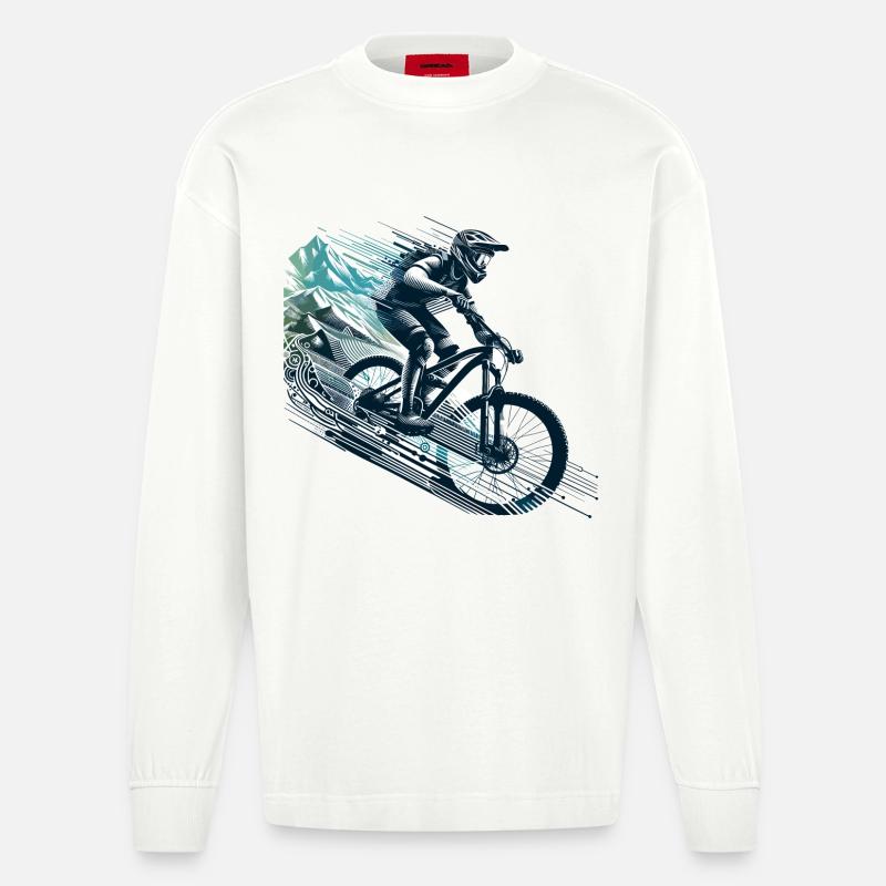 MTB Mountainbiking Downhill Geschenk - Heavyweight Oversized Organic Langarmshirt Made in EU - OFF WHITE